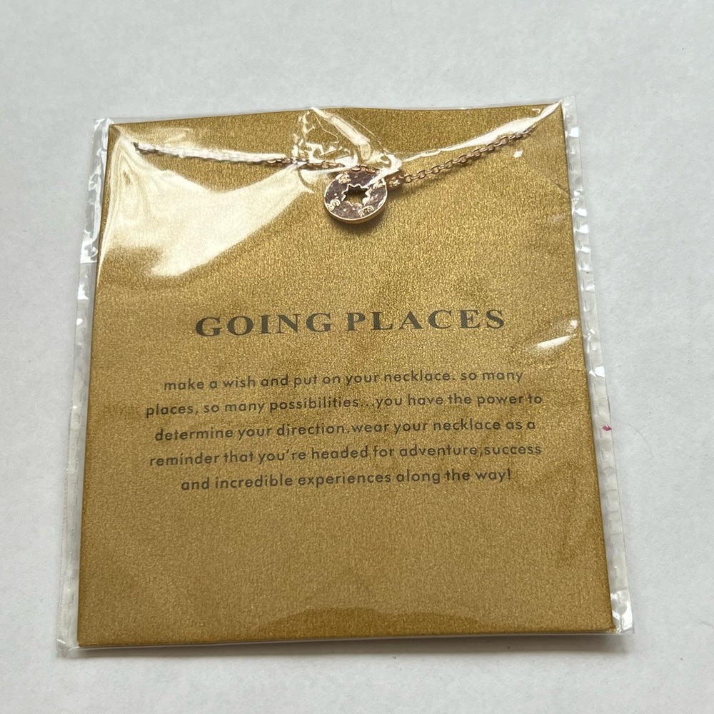 NWT Rose Gold Compass "Going" Places Pendant Necklace - Picture 2 of 6
